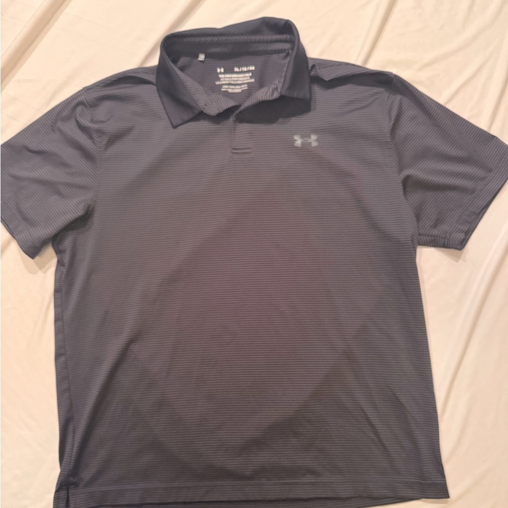 Under Armour men’s xl black and gray striped polo.